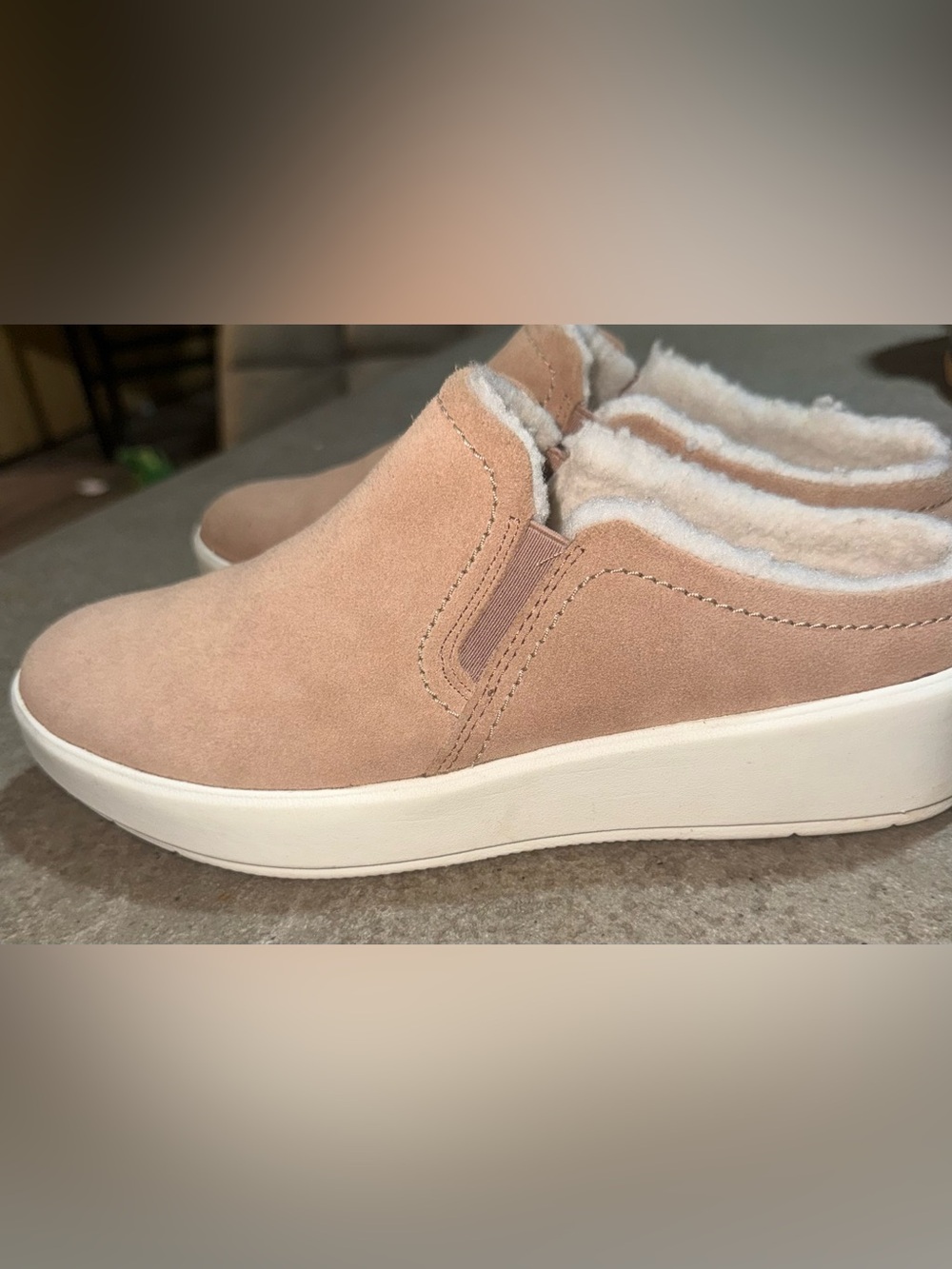 Clarks Women's Suede Slip-On Mules in Light Taupe